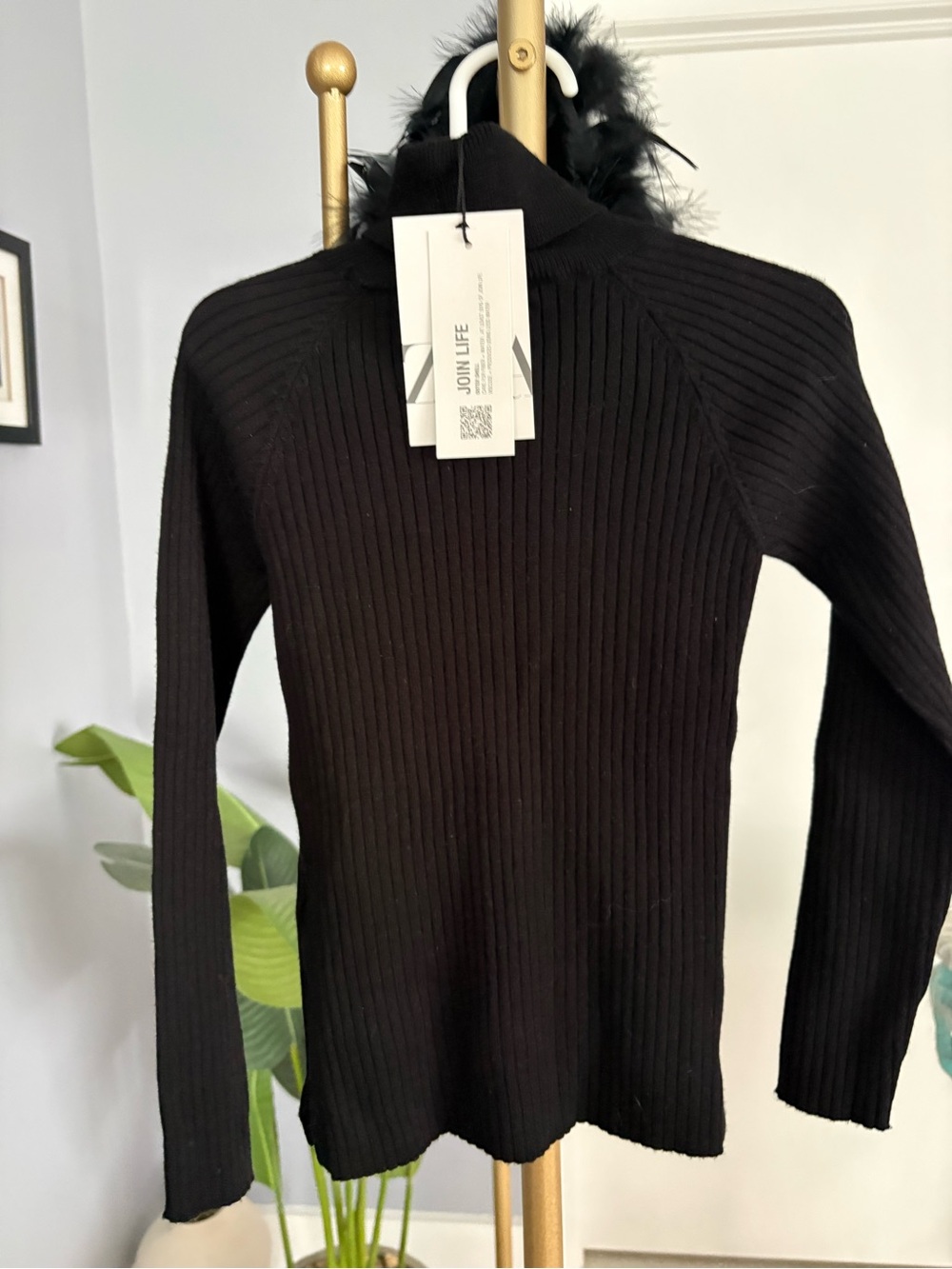 Zara Black Ribbed Turtleneck Sweater